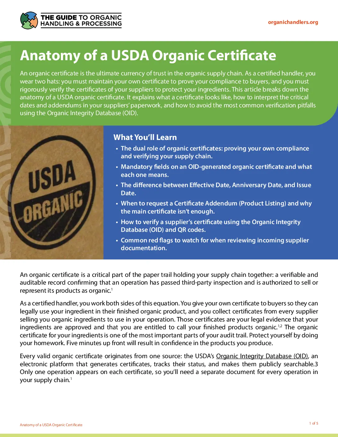 Anatomy of a USDA Organic Certificate
