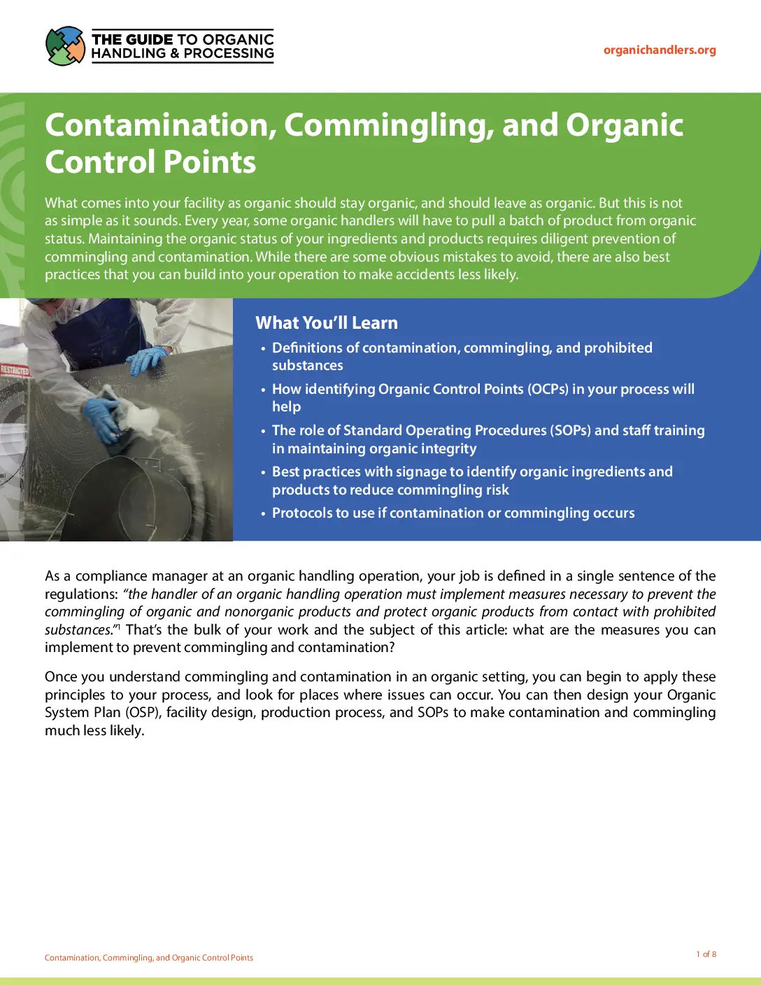 Contamination, Commingling, and Organic Control Points
