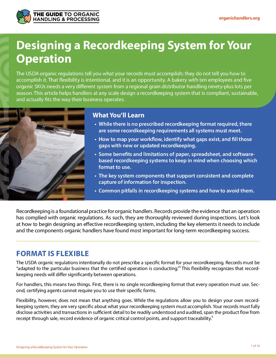 Designing a Recordkeeping System for Your Operation