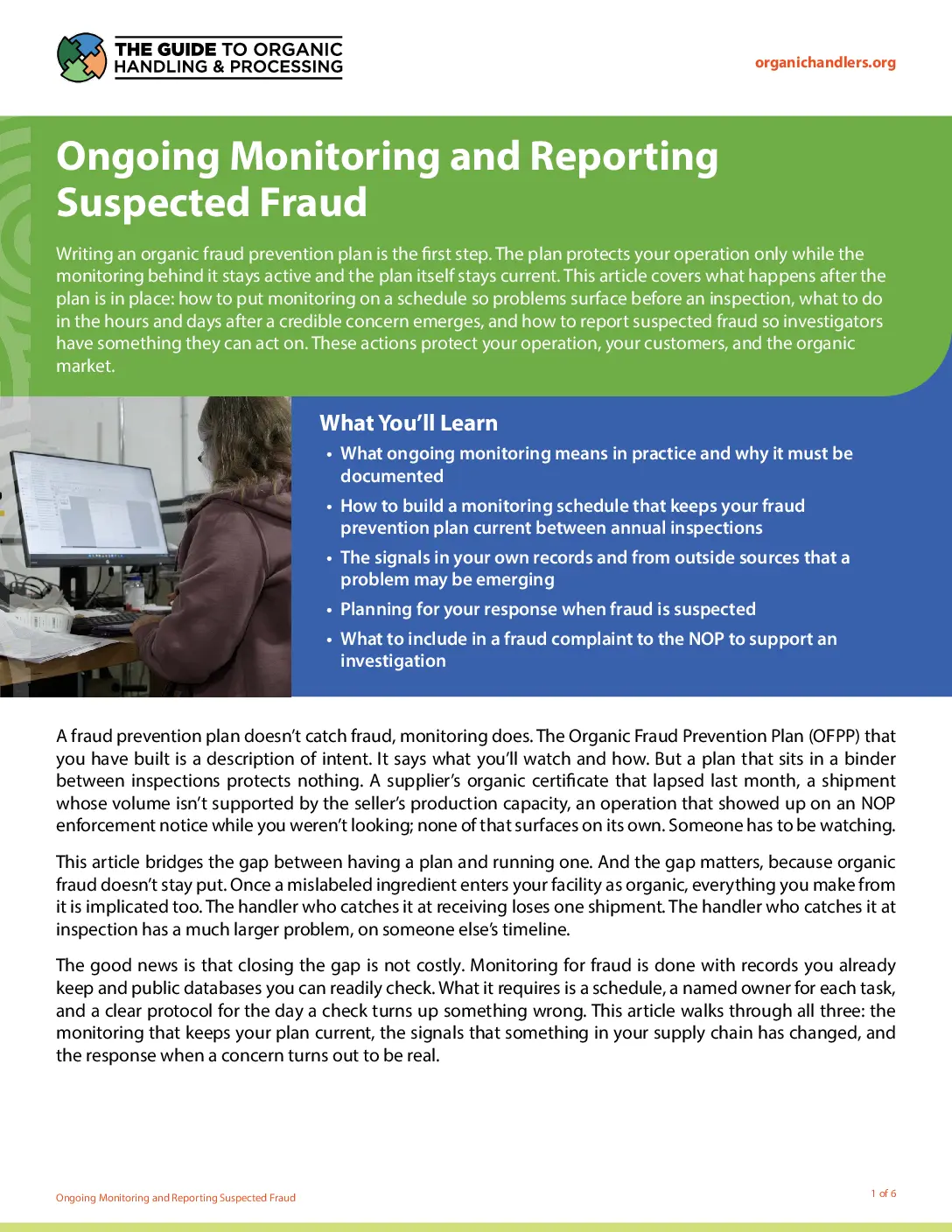 Ongoing Monitoring and Reporting Suspected Fraud