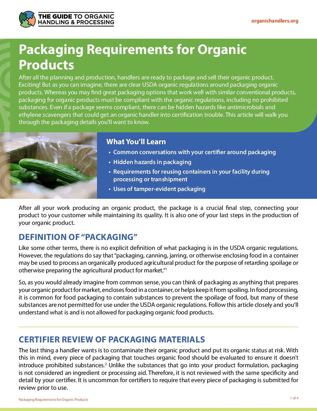 Packaging Requirements for Organic Products