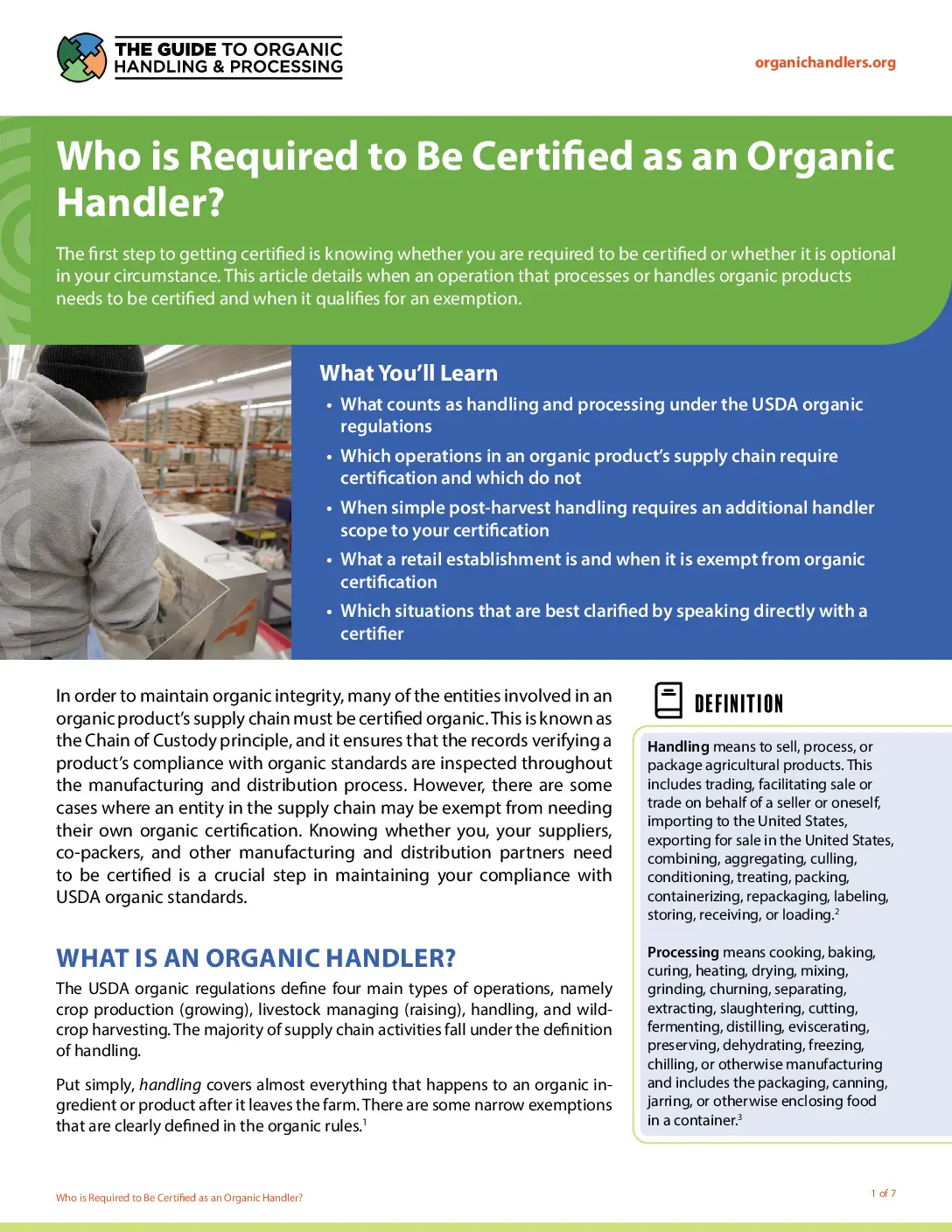 Who is Required to Be Certified as an Organic Handler?