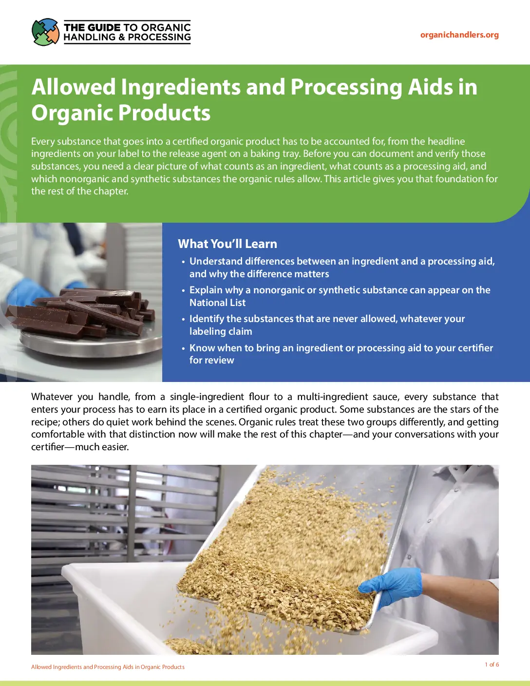 Allowed Ingredients and Processing Aids in Organic Products