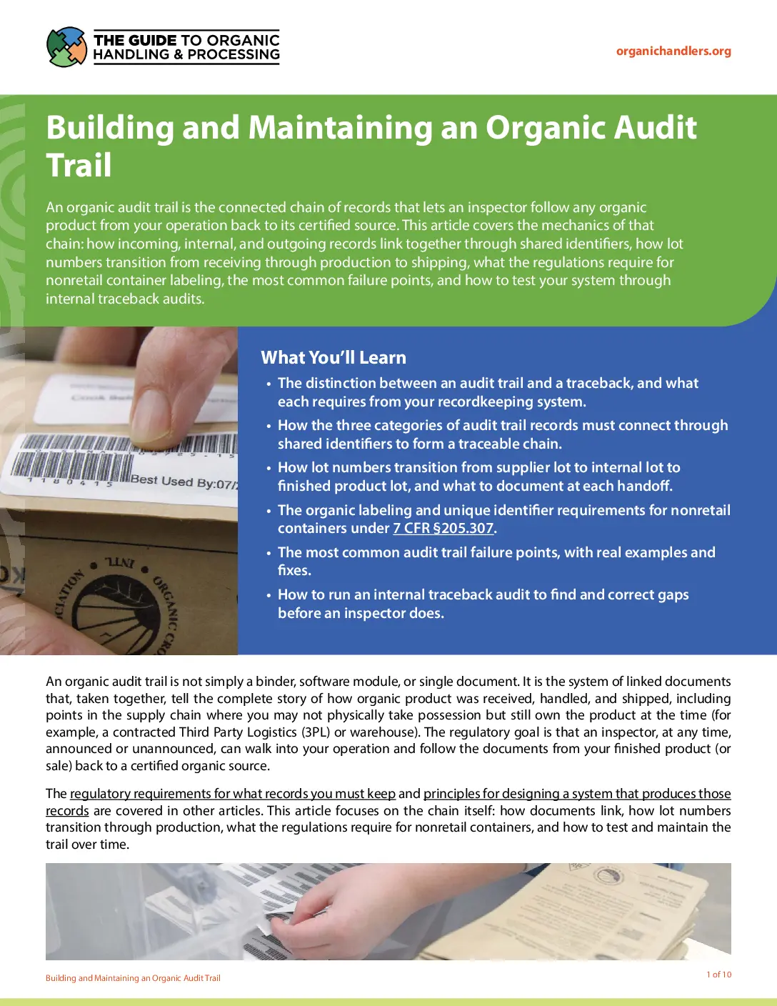 Building and Maintaining an Organic Audit Trail