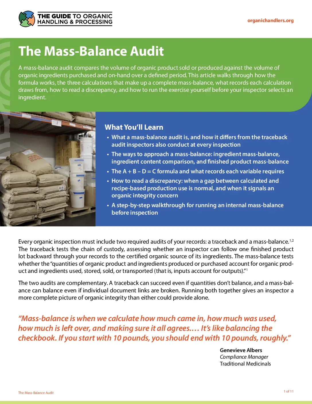 The Mass-Balance Audit