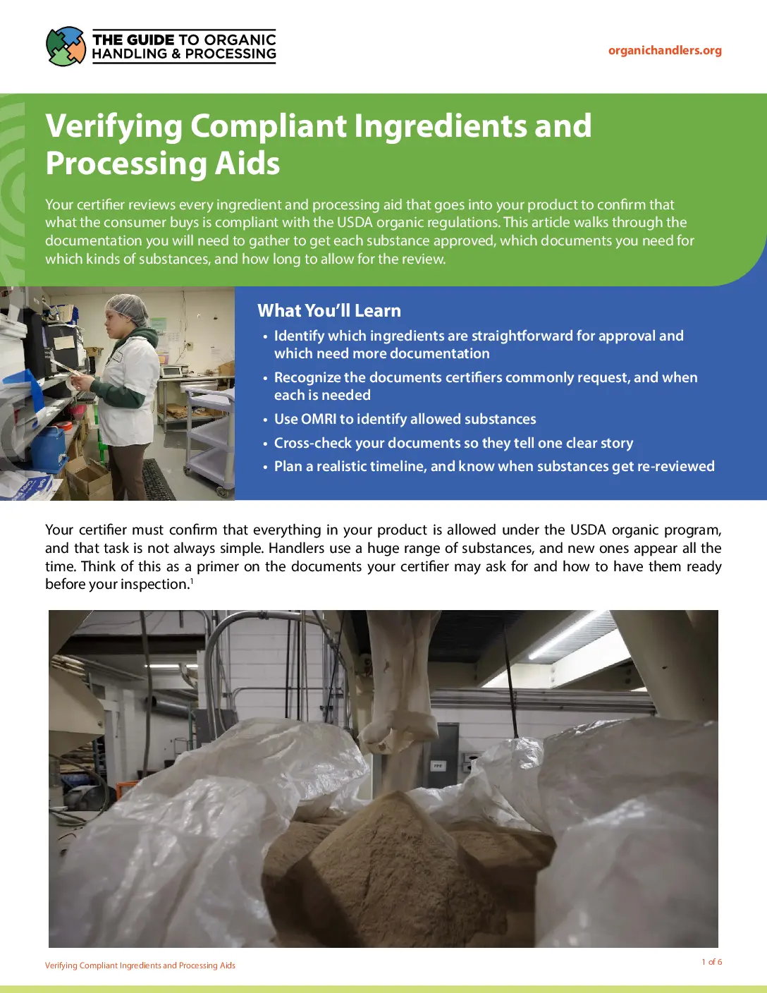 Verifying Compliant Ingredients and Processing Aids