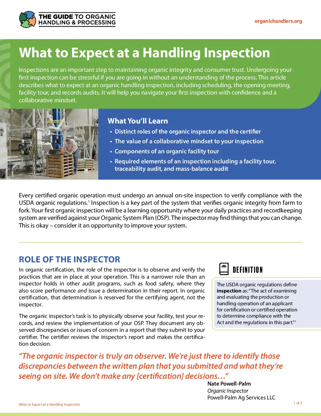 What to Expect at a Handling Inspection