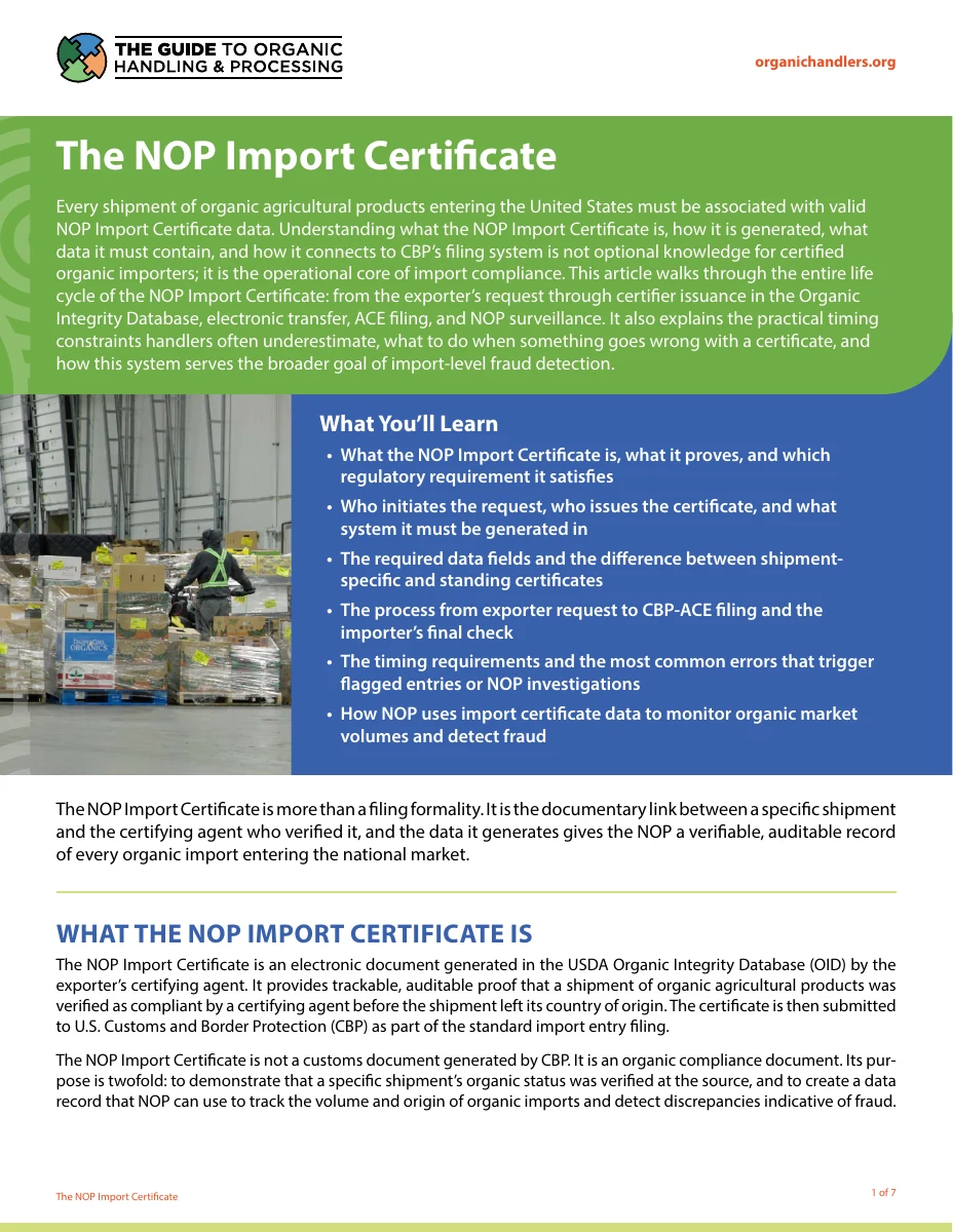 The NOP Import Certificate