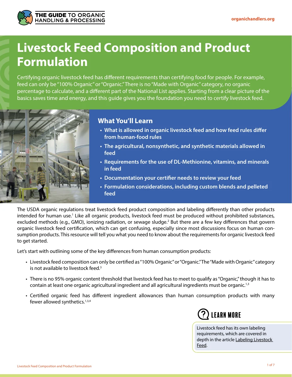 Livestock Feed Composition and Product Formulation