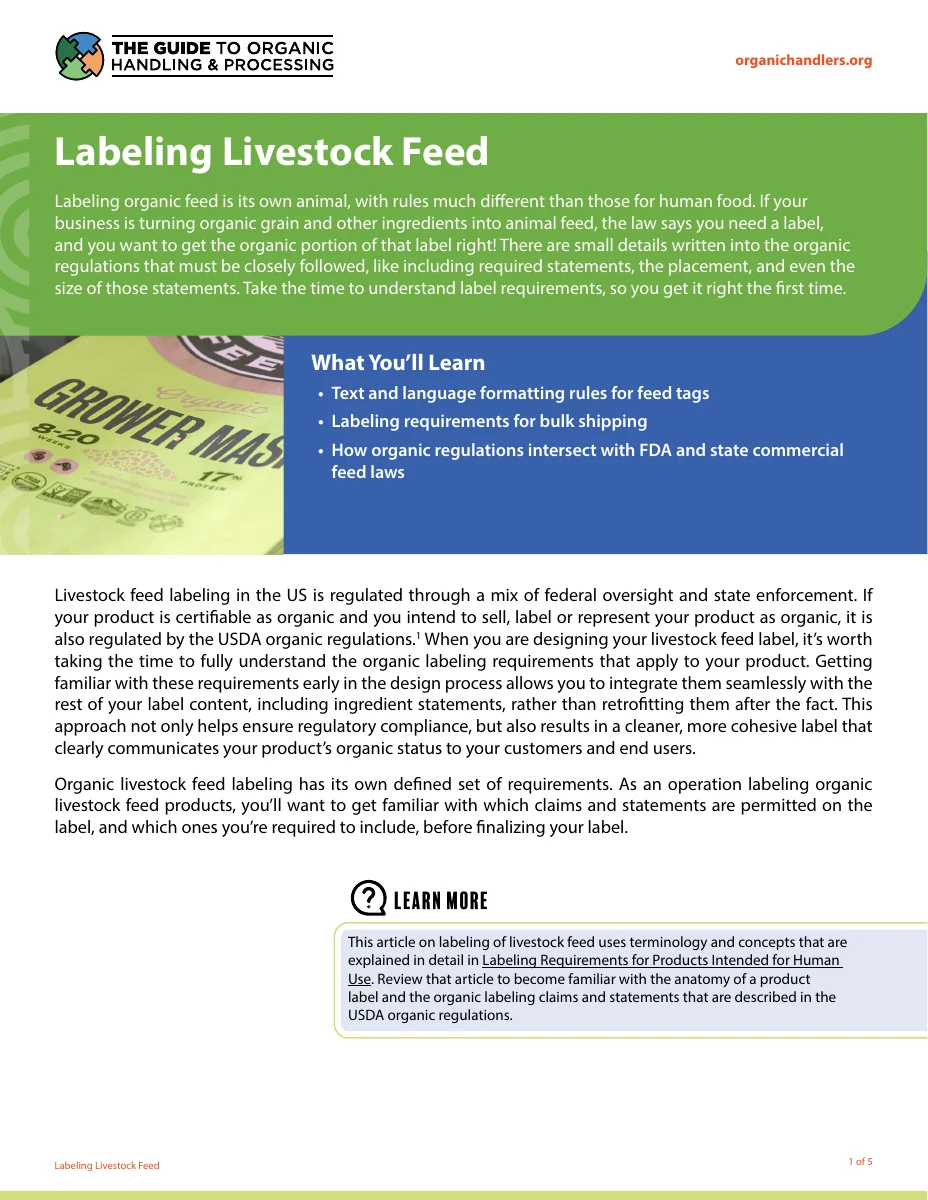 Labeling Livestock Feed