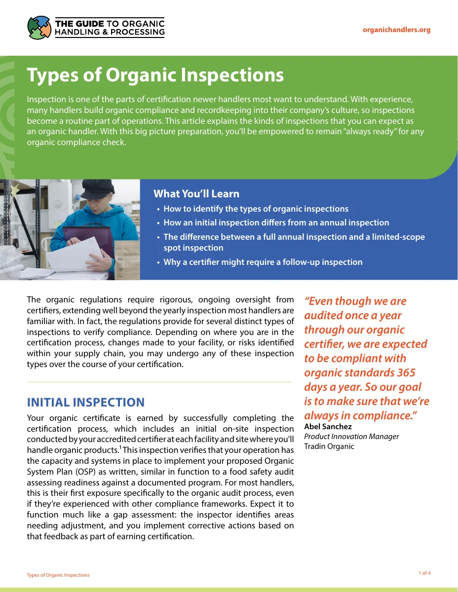 Types of Organic Inspections