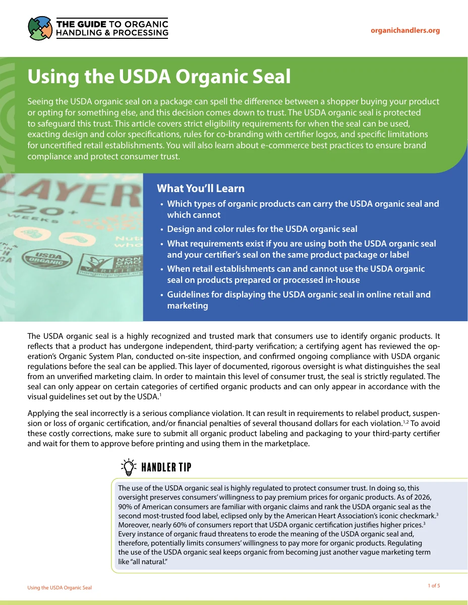 Using the USDA Organic Seal