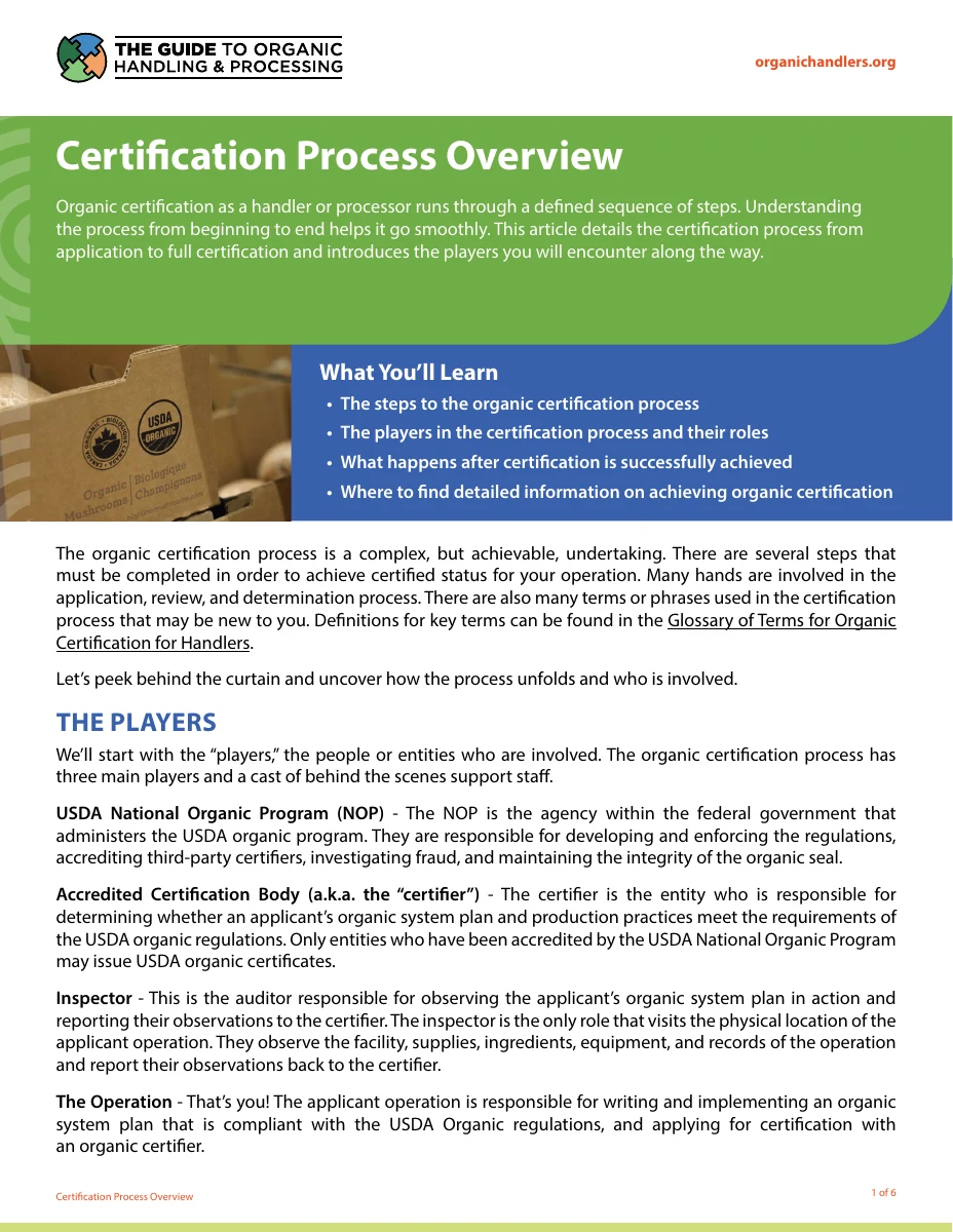 Certification Process Overview